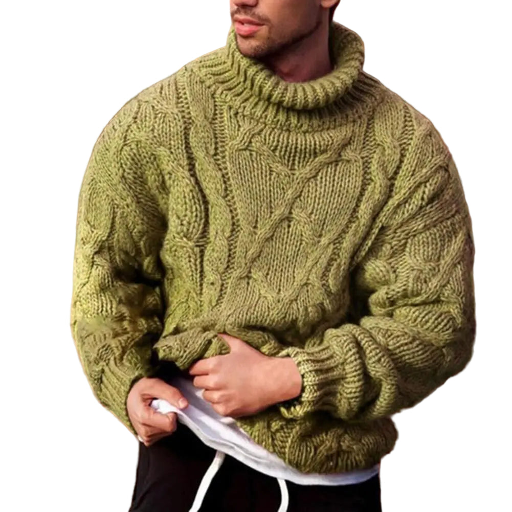 Herr Tröja Stickad Flätad Turtleneck 0