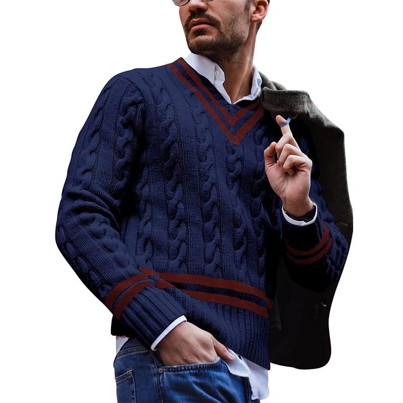 Herr Tröja Stickad Modern Höststil 3