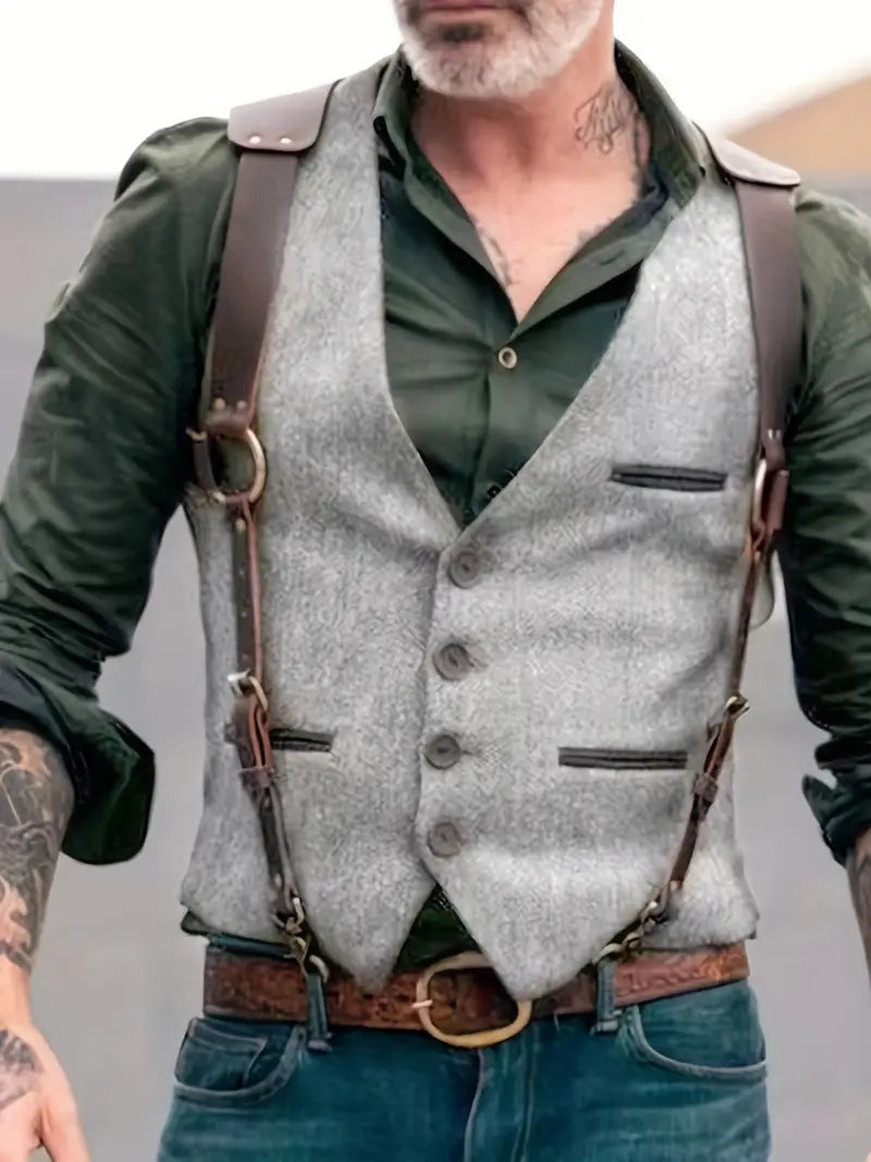 Herr Vintage V-ringad Väst Reversibel 2