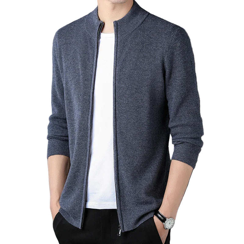 Herr Zip-Cardigan med Ståkrage 0