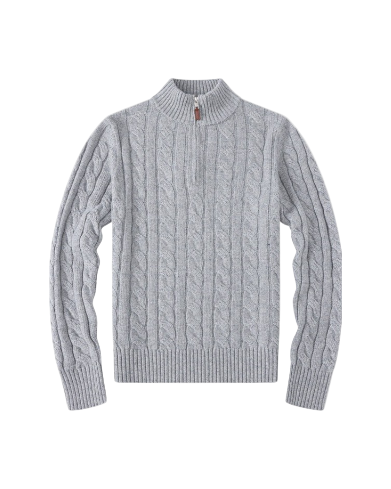 Herr Zip-Up Cardigan med Hög Krage 0