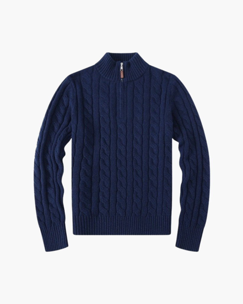 Herr Zip-Up Cardigan med Hög Krage 3
