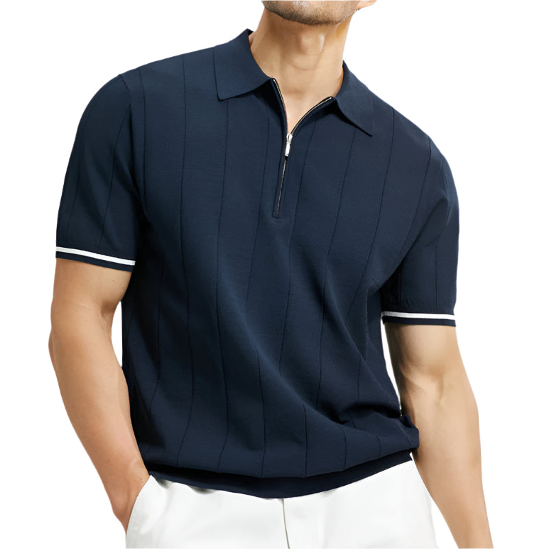 Herrar Polo T-shirt Kort Dragkedja Bomull Slim Fit 0