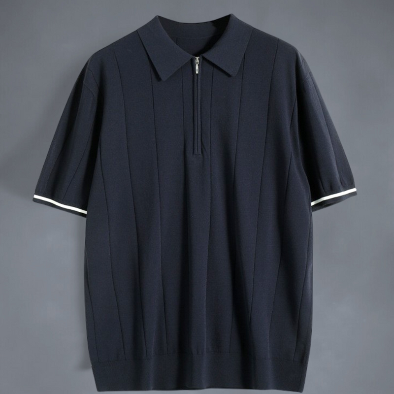 Herrar Polo T-shirt Kort Dragkedja Bomull Slim Fit 2