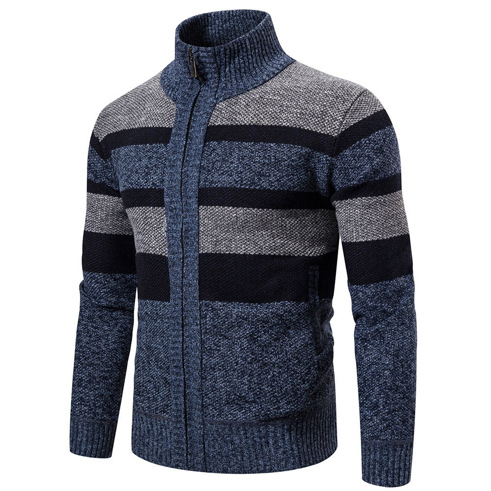 Herrar Striped Slim Fit Stickad Cardigan 0