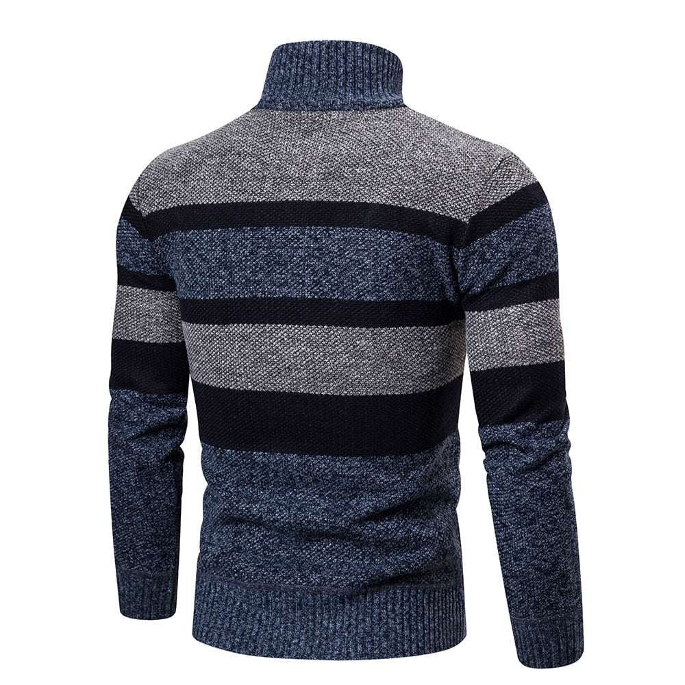 Herrar Striped Slim Fit Stickad Cardigan 1