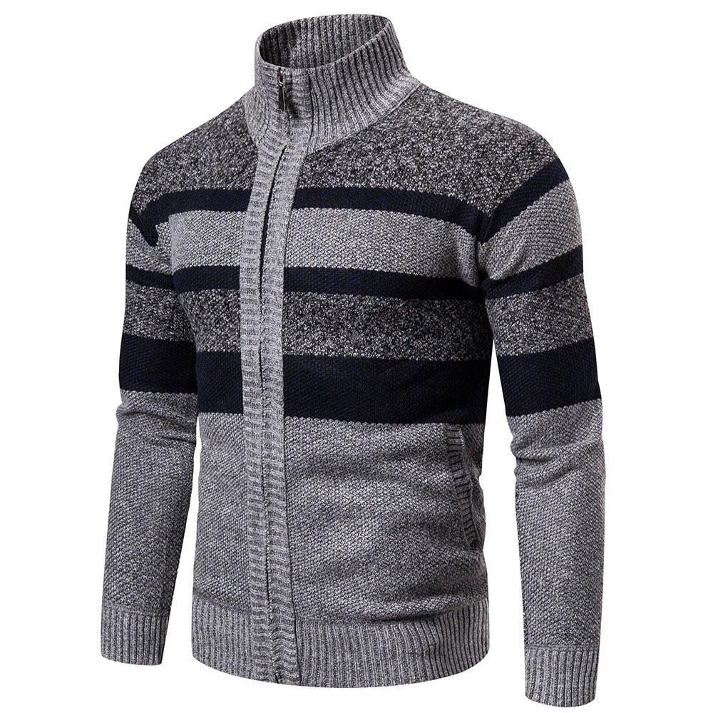 Herrar Striped Slim Fit Stickad Cardigan 2