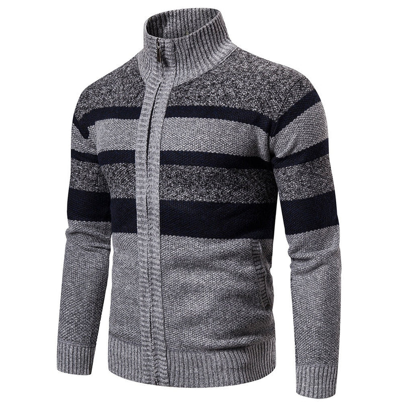 Herrar Striped Slim Fit Stickad Cardigan 2