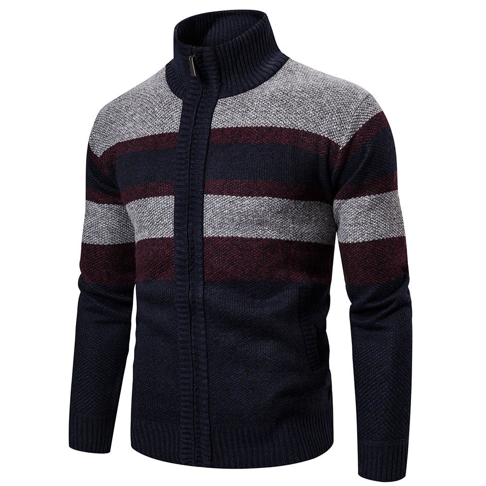 Herrar Striped Slim Fit Stickad Cardigan 4