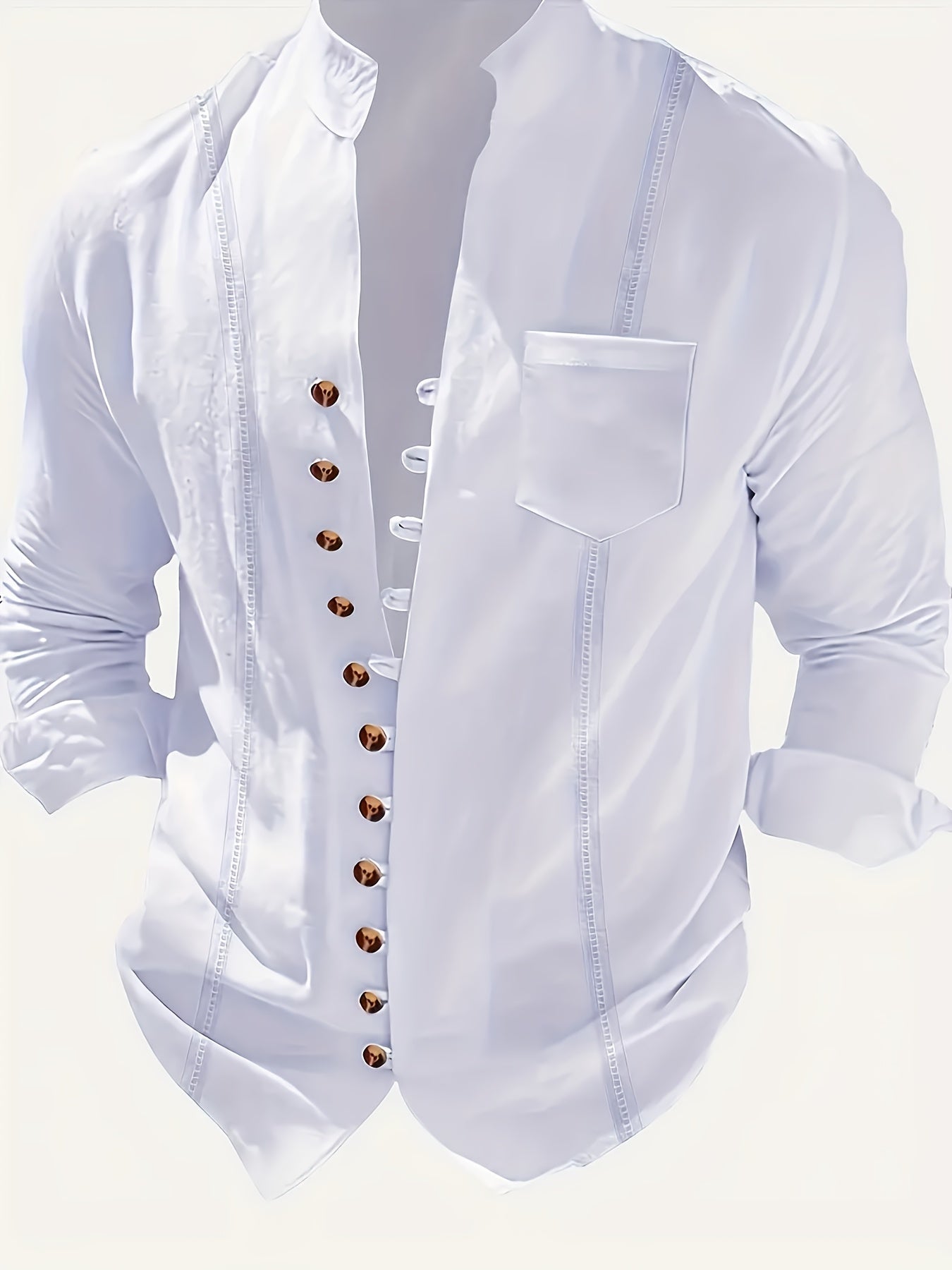 Herrars Strandkläder Set - Långärmad Skjorta & Dragsko Byxor 7