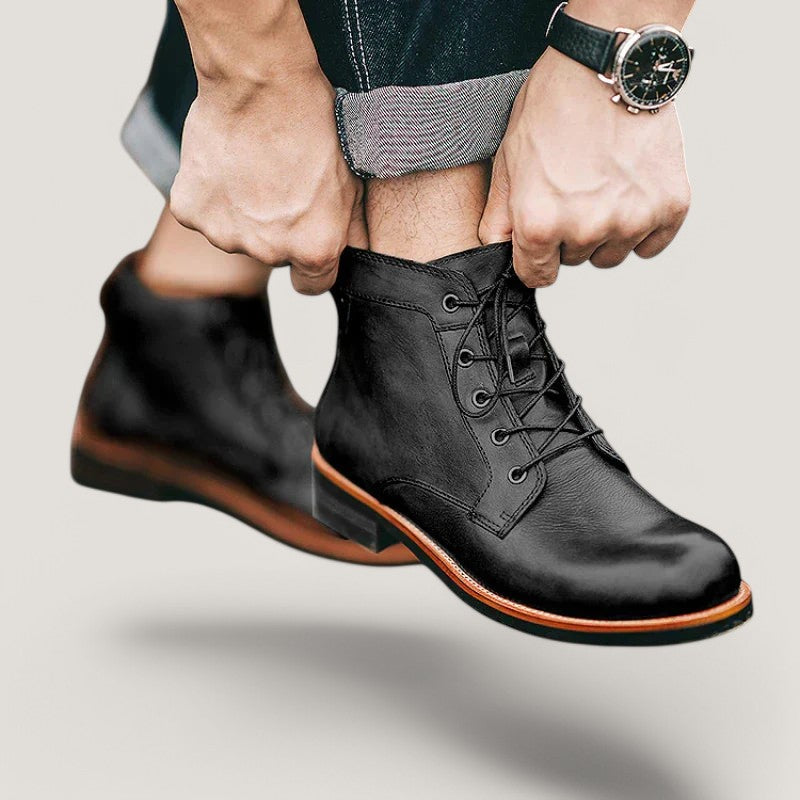 Herrboots Hög Modell Läder Robust Design 5