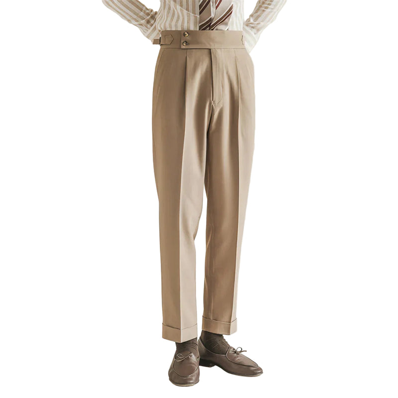 Herrbyxor Hög Midja Plisserad Framsida Uppvikta Ben Polyester 0
