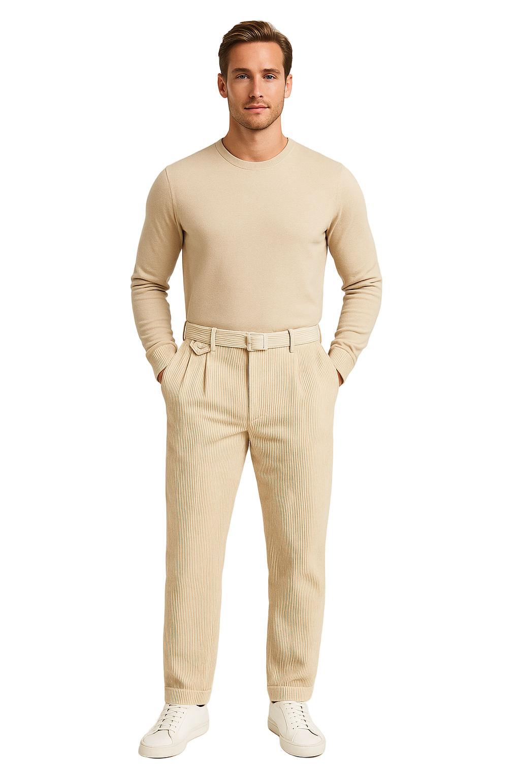 Herrbyxor Rakt Snitt Ullblandning Justerbar Midja 0