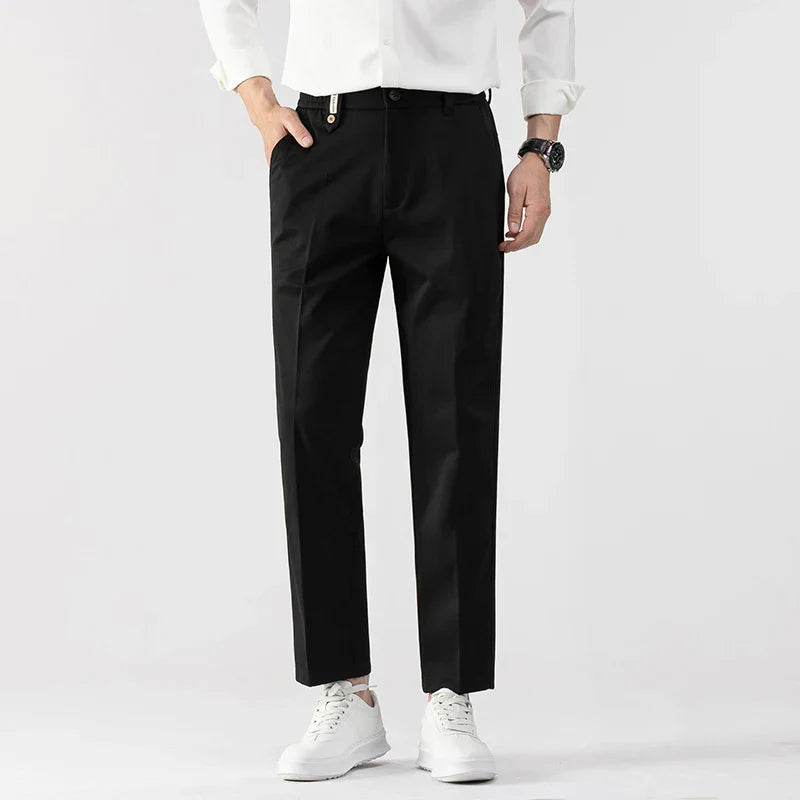 Herrbyxor Slim Fit Lättviktig Bomullsblandning Skräddarsydd Klipp 2