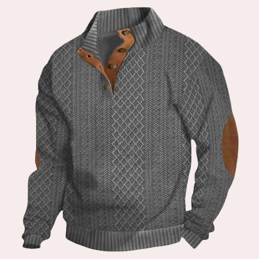 Herren Sweater med Kraveknapper Trendig Stil 1