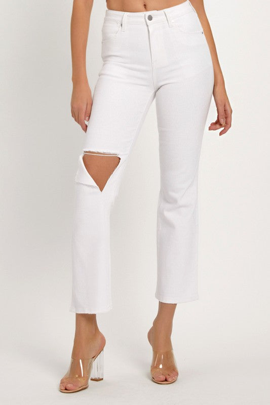 Herrens Avslappnade Denim Jeans Distresserad Material 1