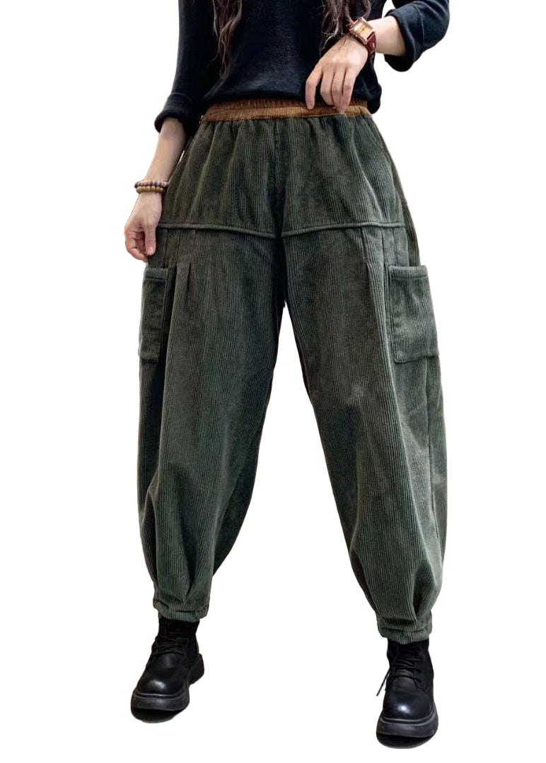 Herrens Cargo Byxor i Grön Tjock Design 0