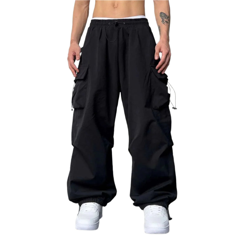 Herrens Cargo Joggers Justerbar Midja Lätt Tyg 0