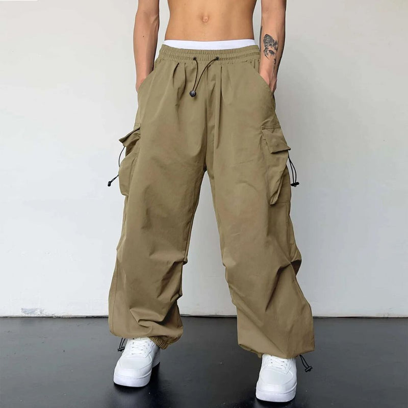 Herrens Cargo Joggers Justerbar Midja Lätt Tyg 1