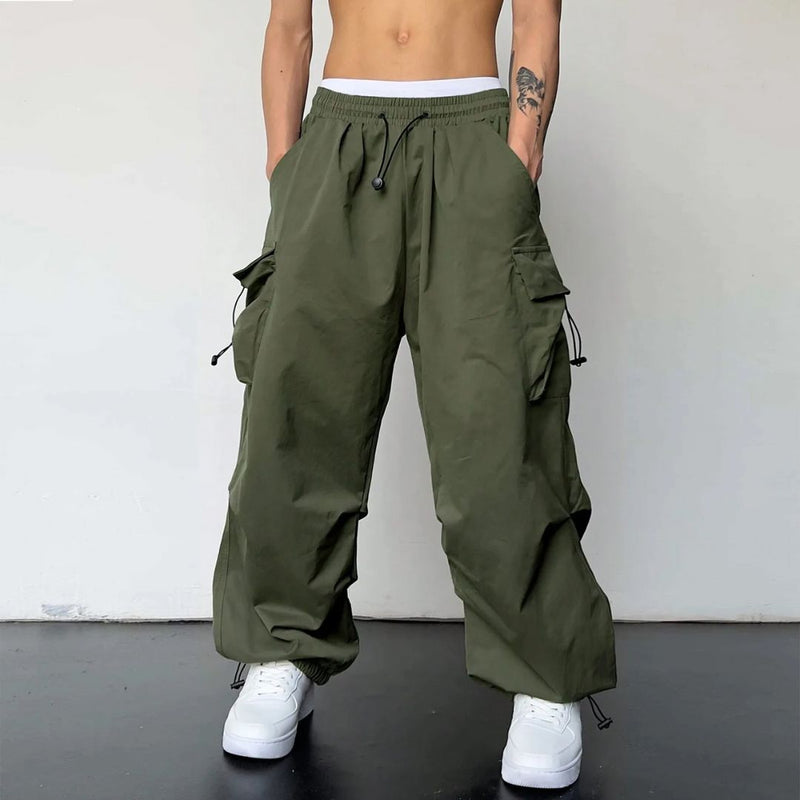 Herrens Cargo Joggers Justerbar Midja Lätt Tyg 2