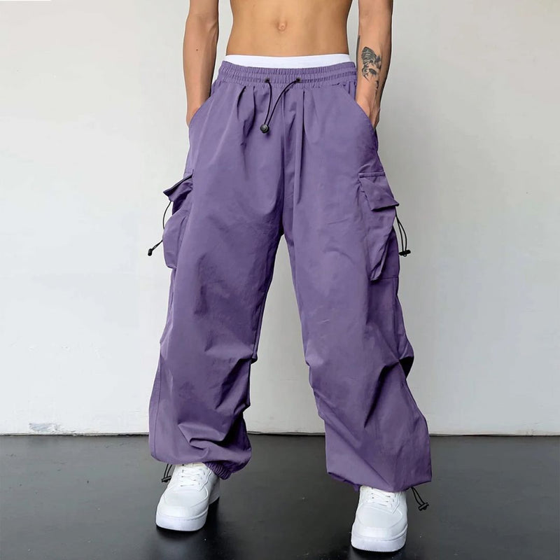 Herrens Cargo Joggers Justerbar Midja Lätt Tyg 4