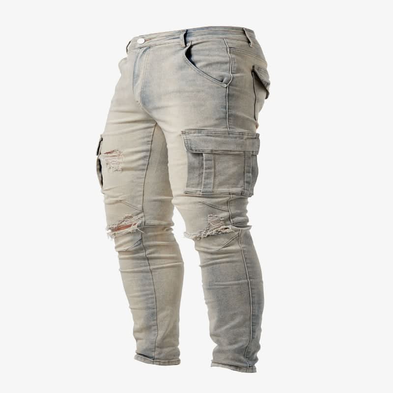 Herrens Cargojeans Slim Fit Med Flera Fickor 4