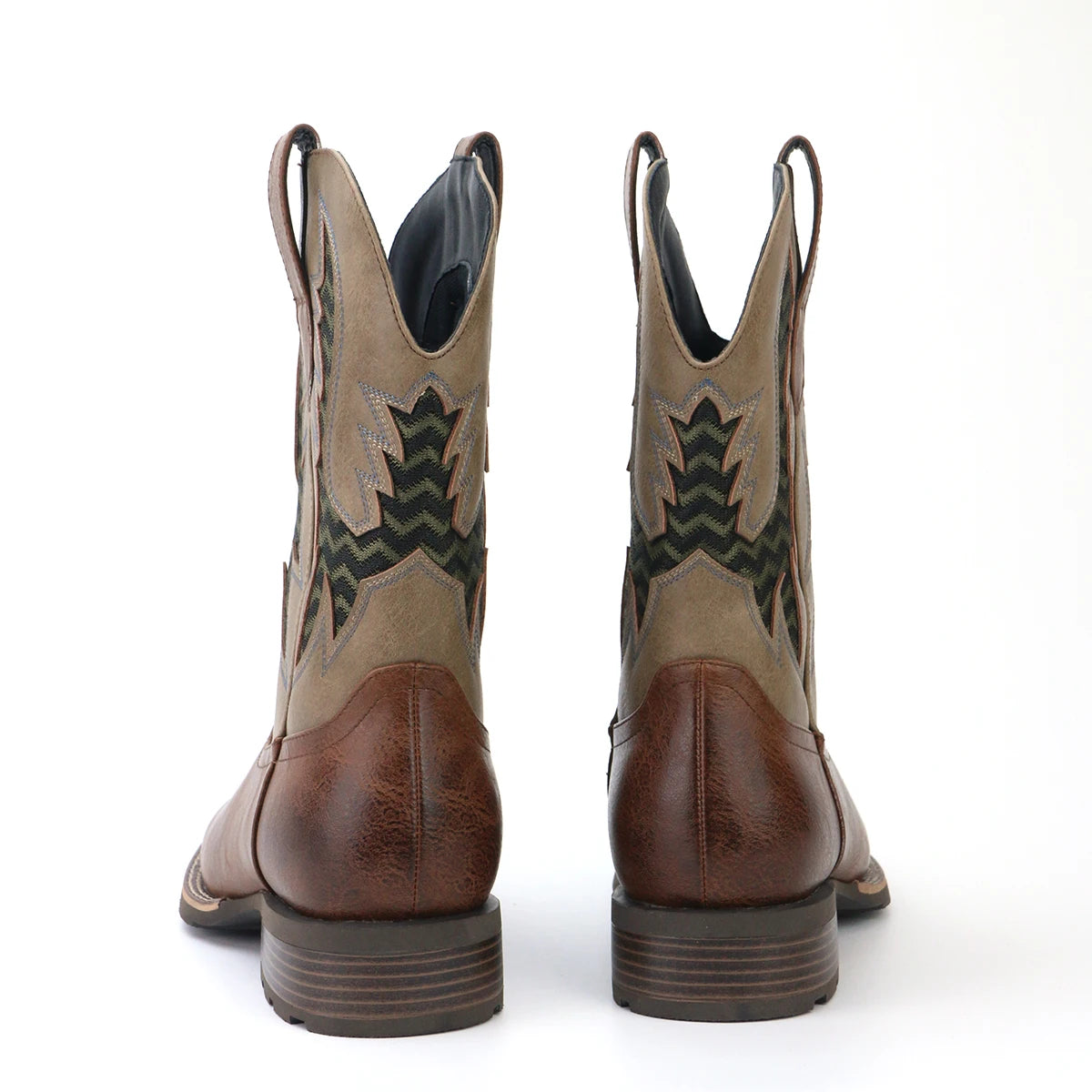 Herrens Cowboyboots Broderad Vintage Läder Ankelboots 1