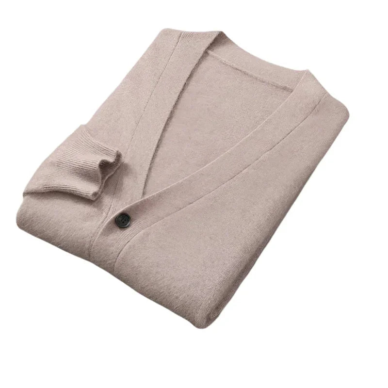 Herrens Kashmirtröja Knappad Klassisk Cardigan 9