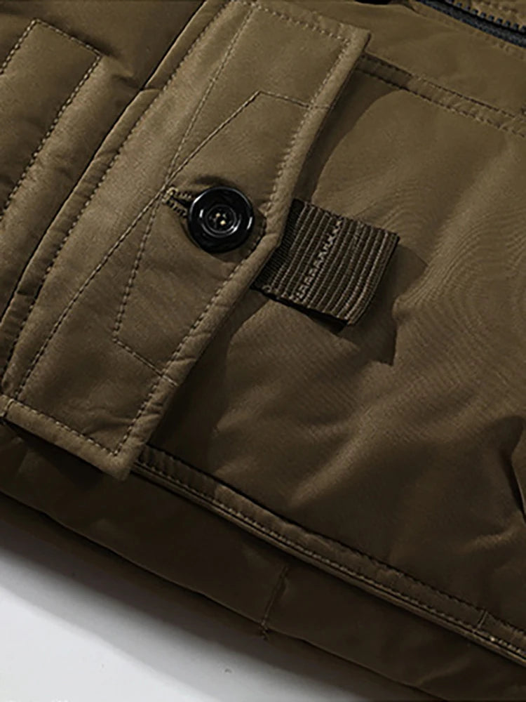 Herrens Lång Bomberjacka med Rävkrage Modern Design 3