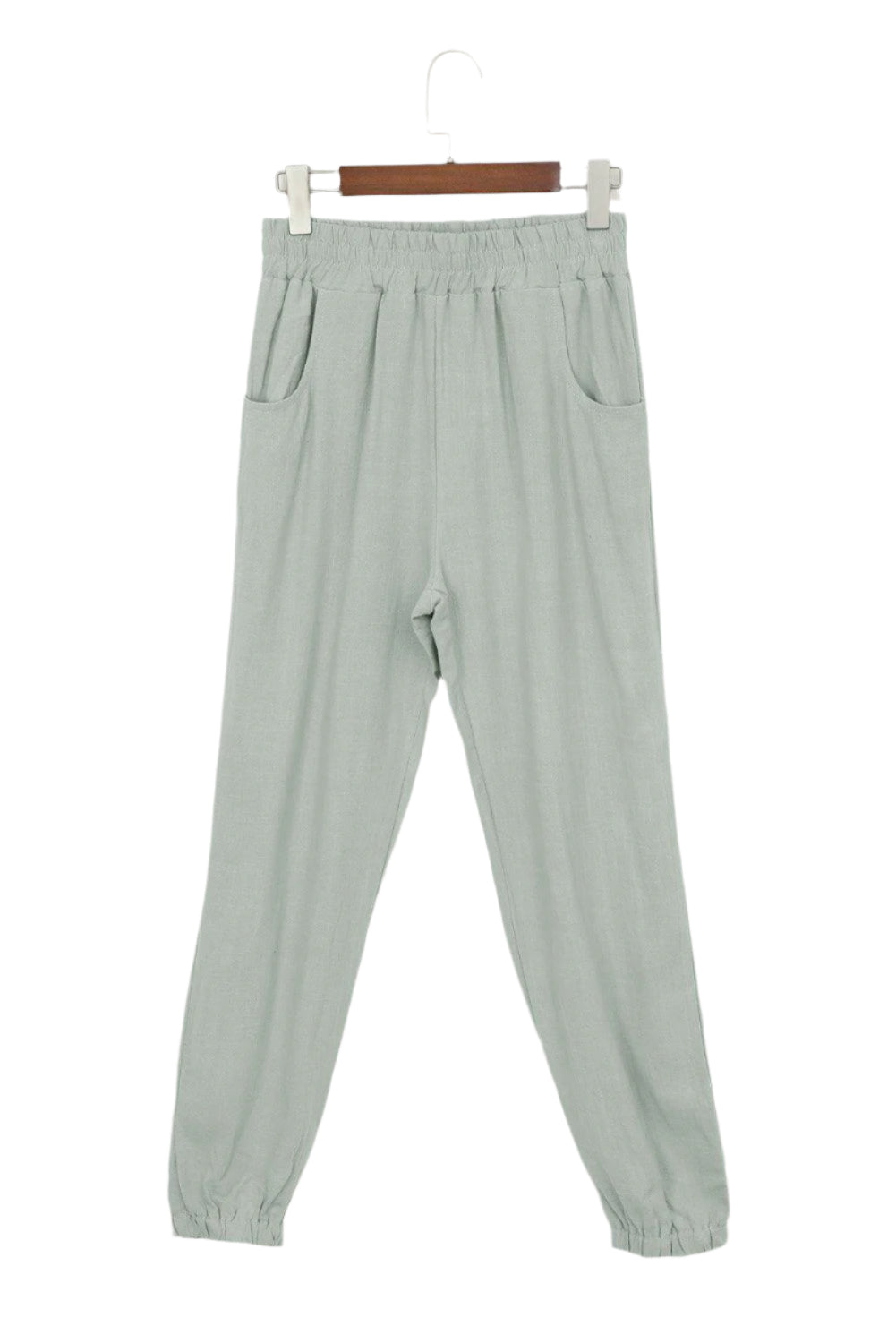 Herrens Linnebyxor Tapered Polyester med Elastisk Midja och Fickor 0