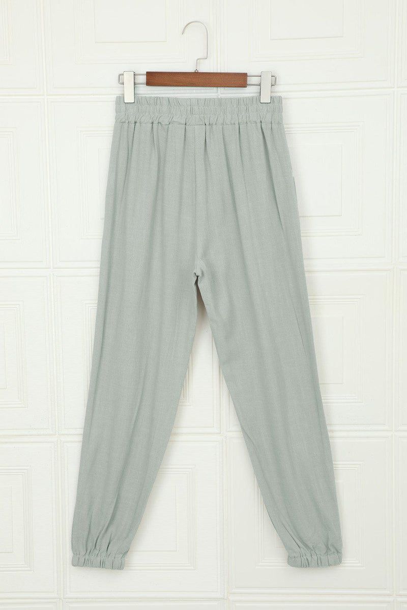 Herrens Linnebyxor Tapered Polyester med Elastisk Midja och Fickor 7