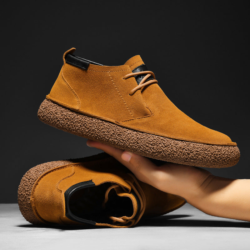 Herrens Mid-Top Loafers med Texturerad Sula och Snörning 0