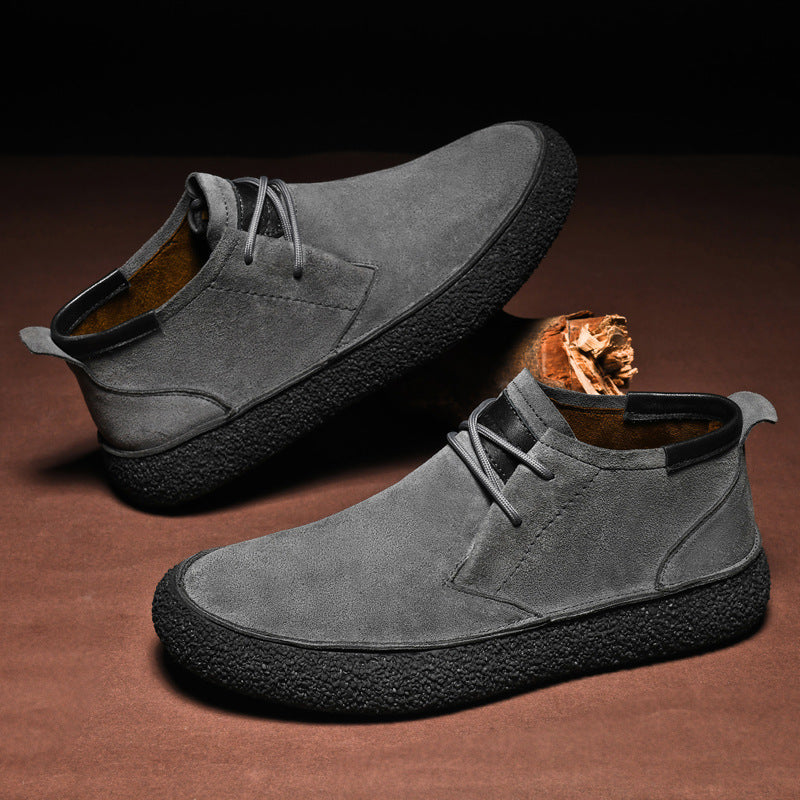 Herrens Mid-Top Loafers med Texturerad Sula och Snörning 2
