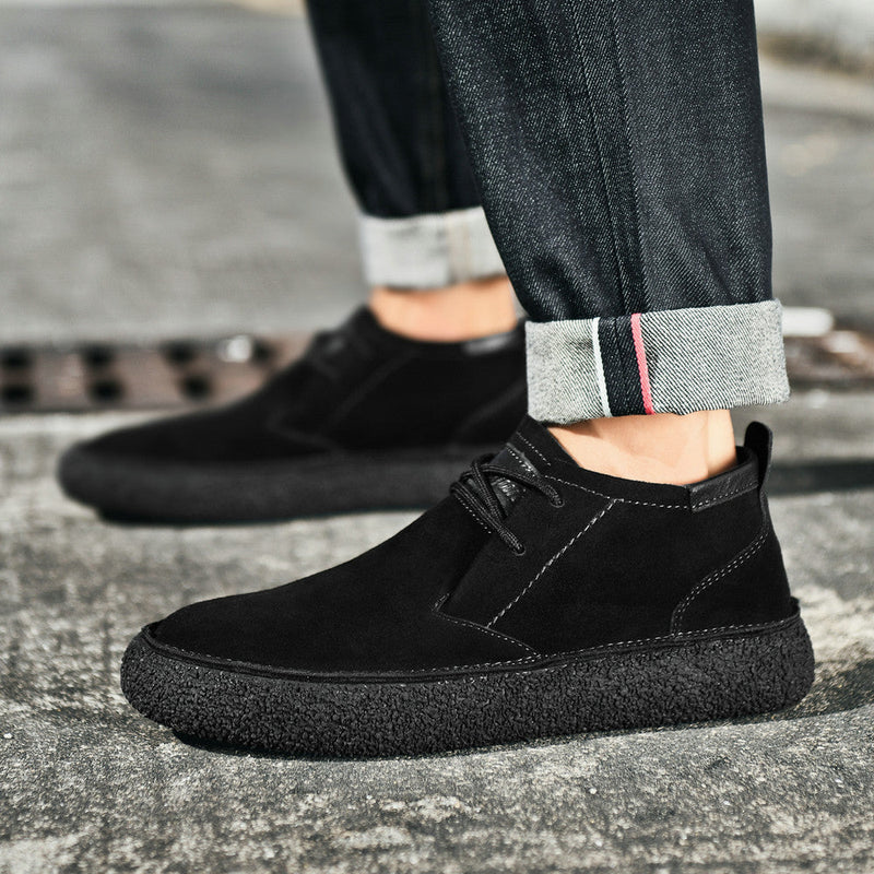 Herrens Mid-Top Loafers med Texturerad Sula och Snörning 4