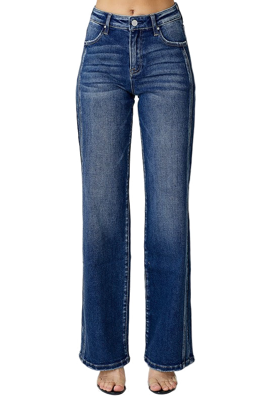 Herrens Raka Jeans Mörk Denim 0