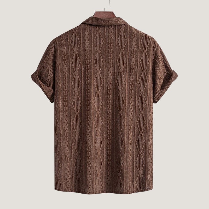 Herrens Sommarset med Knappar och Kort Ärmar i Lin 7