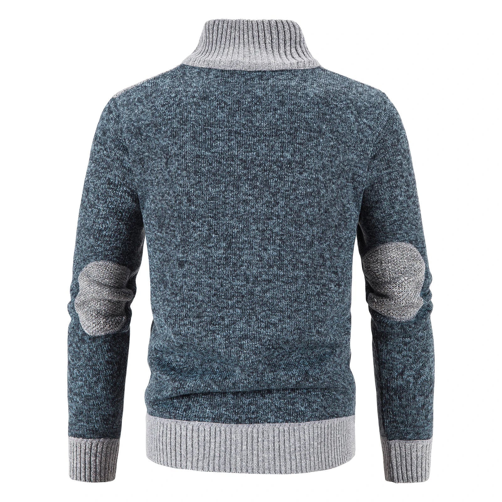 Herrens Stickad Cardigan med Patchworkdesign 2