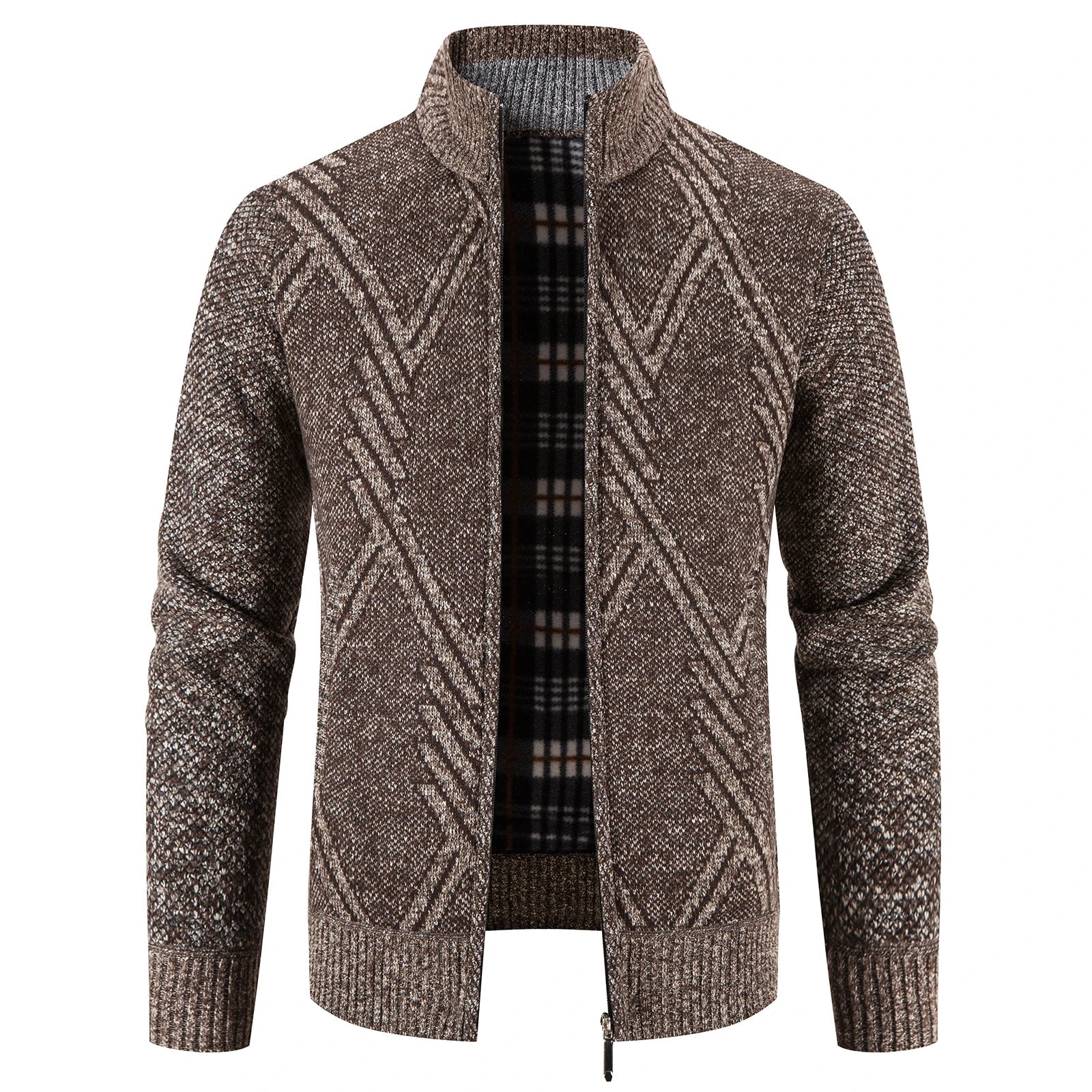 Herrens Stickad Cardigan med Patchworkdesign 5