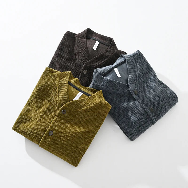 Herrens Stickad Kardiagan med Textur 5