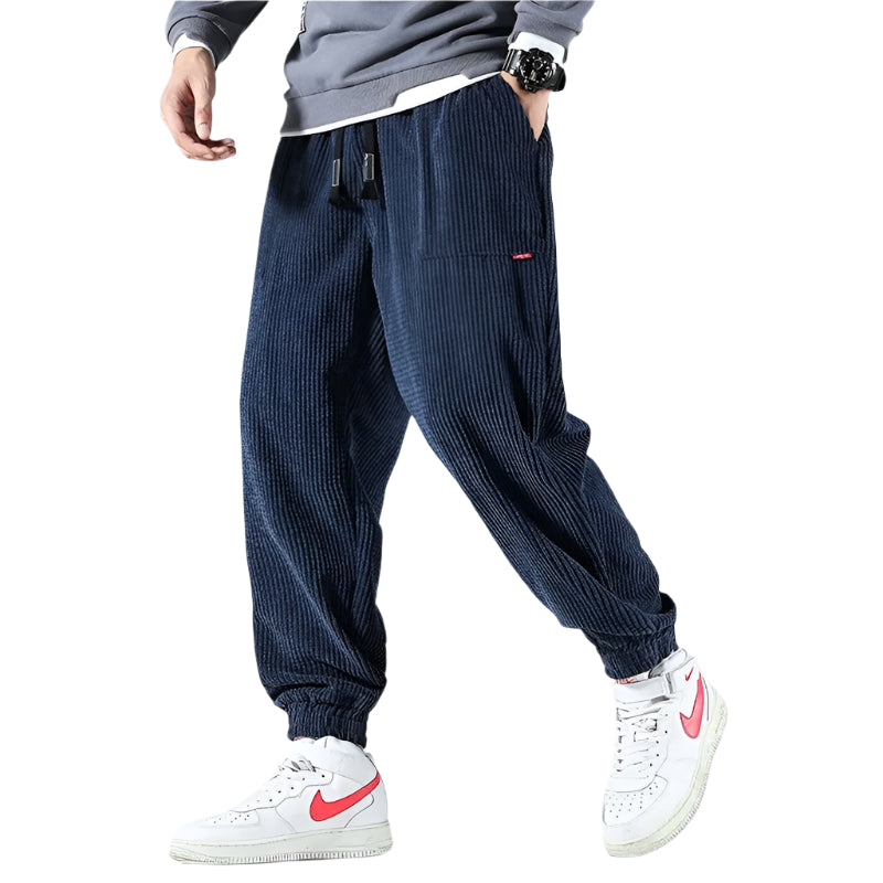 Herrens Sweatpants i Corduroy med Avslappnad Passform 0