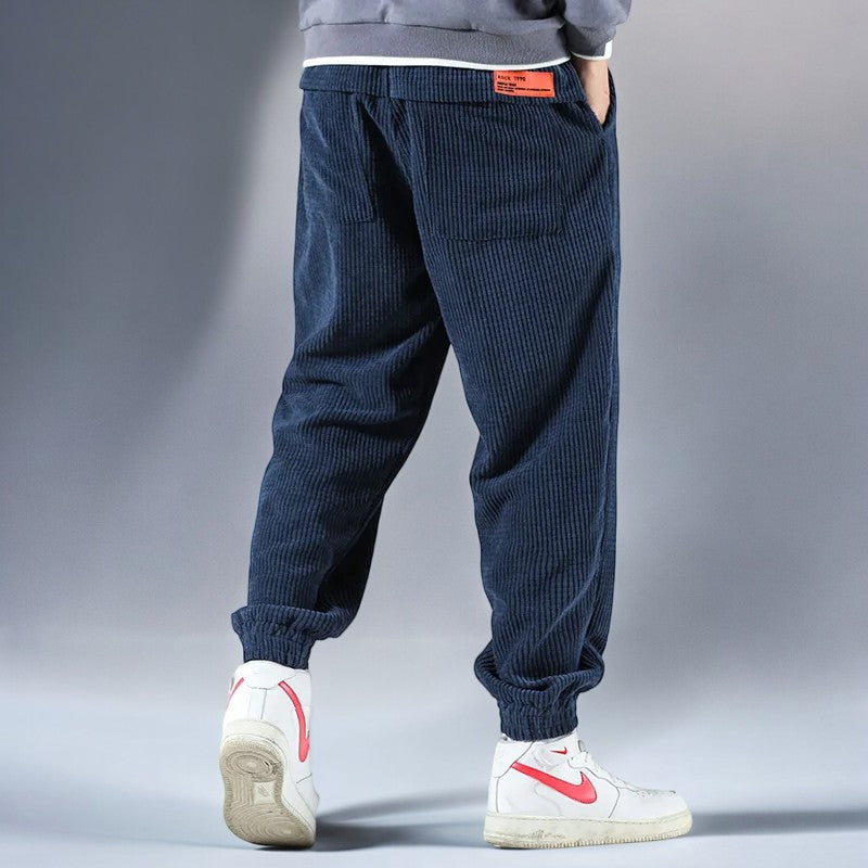 Herrens Sweatpants i Corduroy med Avslappnad Passform 1