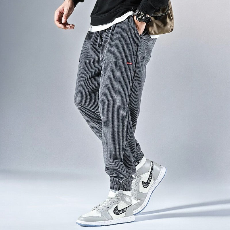 Herrens Sweatpants i Corduroy med Avslappnad Passform 3