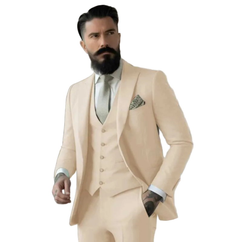 Herrens Tre Delars Kostym Slim Fit Ullmix 0