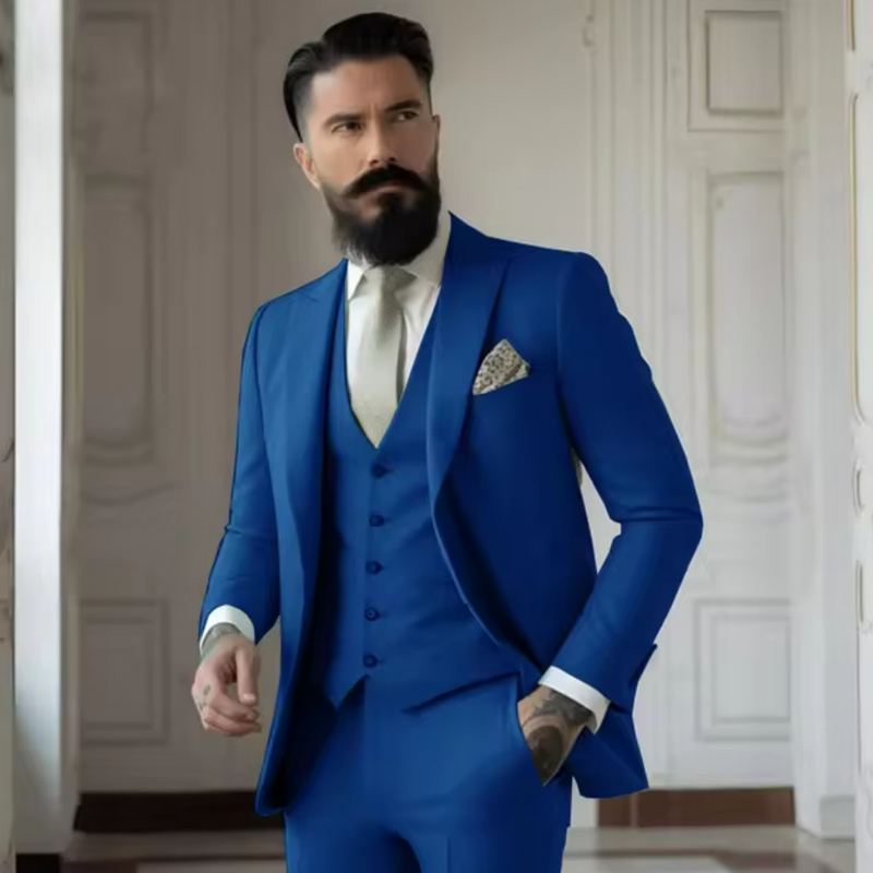 Herrens Tre Delars Kostym Slim Fit Ullmix 1