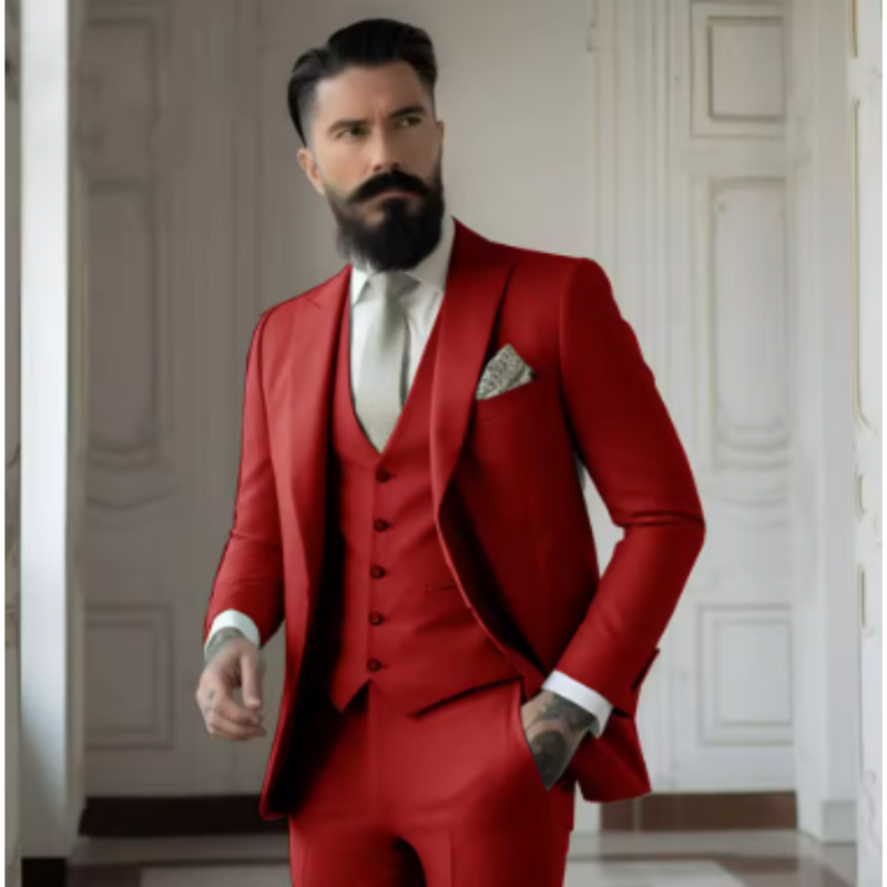 Herrens Tre Delars Kostym Slim Fit Ullmix 3