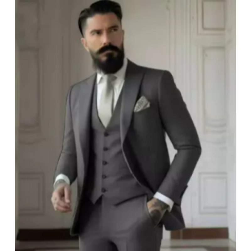 Herrens Tre Delars Kostym Slim Fit Ullmix 5