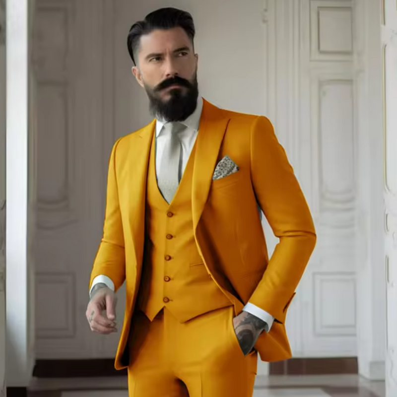 Herrens Tre Delars Kostym Slim Fit Ullmix 7