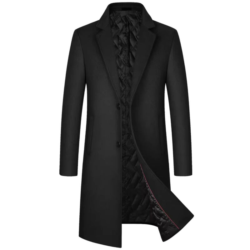 Herrens Trench Coat i Ull med Silkeslen Foder 0