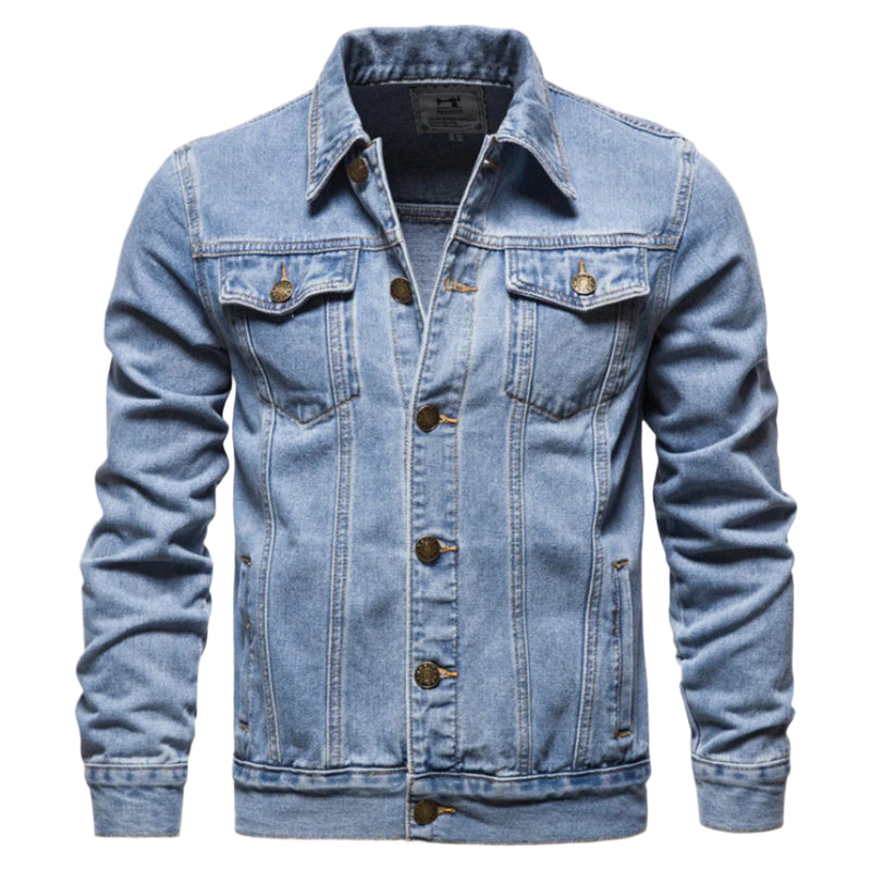 Herrens Tvättad Denimjacka Allround Stil 0