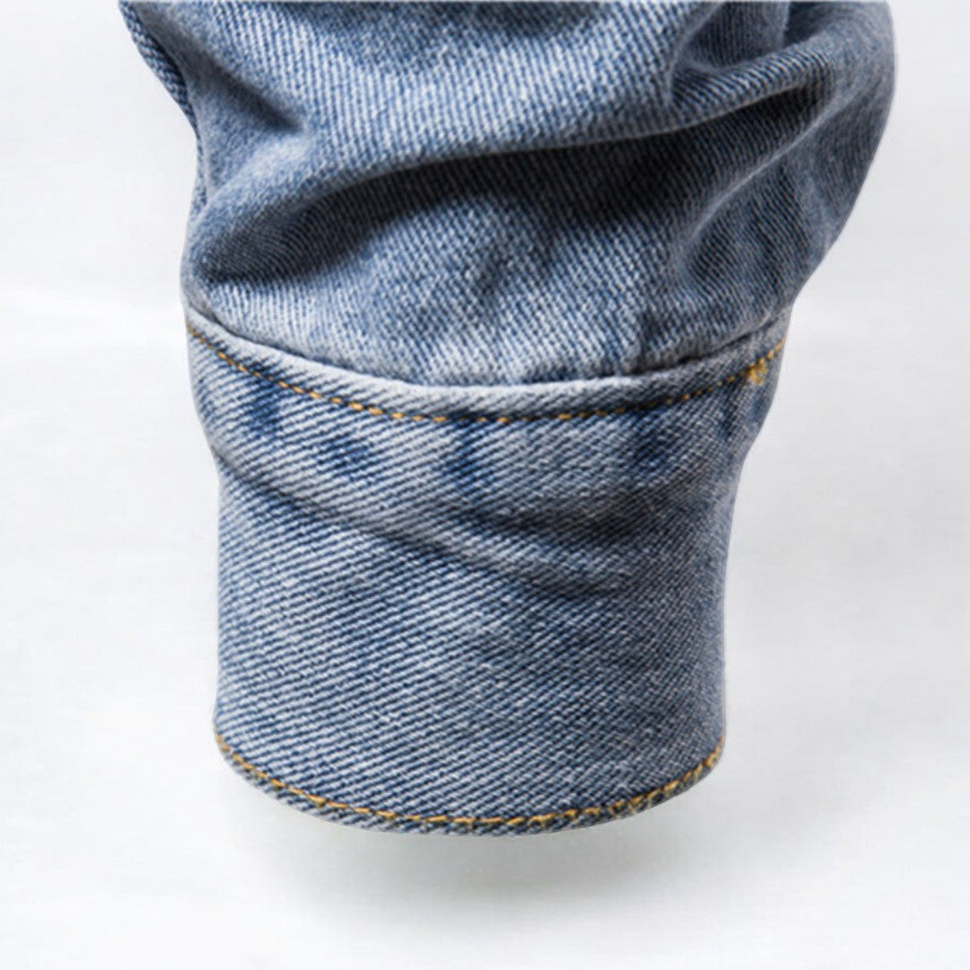 Herrens Tvättad Denimjacka Allround Stil 2